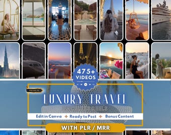 Vídeos de viajes de lujo, vídeos de vacaciones tropicales de verano, TikTok e Instagram, contenido sobre estilo de vida millonario, derechos de reventa MRR PLR.