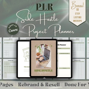 Bearbeitbarer PLR Side Hustle Planer | Bearbeitbare Canva-Vorlagen | Einfach weiterverkaufen für Etsy | Passives Einkommen Vorgefertigte Inhalte | Sofort Download