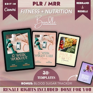 Über 50 Vorlagen für Fitness- und Ernährungscoaching | PLR Workout- und Gewichtsverlust-Tracker-Paket | In Canva bearbeiten | Digitale Arbeitsbücher | Auf Etsy weiterverkaufen