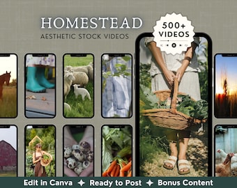 Carretes de Homesteading Faceless, Videos de estilo cottagecore, Agricultura sostenible y vida fuera de la red, Esposa de granjero, Derechos de reventa PLR MRR, DFY