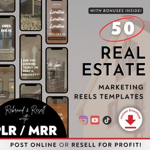 Bobines vidéo immobilières | Modèle de toile | Réseaux sociaux pour agent immobilier | Image de marque et promotion | Marketing numérique | Histoires Instagram | Publication TikTok