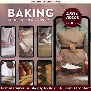 450+ Baking Videos | Faceless Reels | Canva Templates | Small Business Marketing & Branding | Instagram, Tiktok | Stories, Posts and Reels