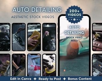 200 vídeos de detallado de coches, vídeos de talleres de carrocería, contenido publicitario para pequeñas empresas en redes sociales, vídeos de archivo para vloggers, descarga digital