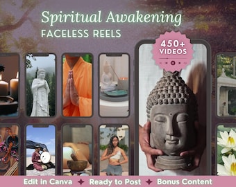Carretes espirituales sin rostro: contenido de video místico con PLR/MRR, videos de stock para marketing en redes sociales, sanación energética y espiritualidad mística.