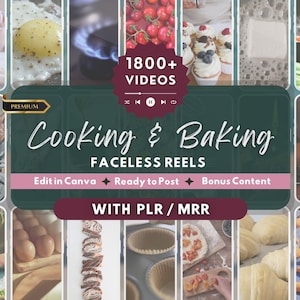 1800+ Aesthetic Cooking & Baking Videos | Faceless Reels | Canva Template | Restaurant and Bakery Content | Instagram Stories | TikTok Posts