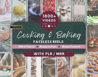 Más de 1800 videos de cocina y repostería estética / Reels sin rostro / Plantilla de Canva / Contenido para restaurantes y panaderías / Historias de Instagram / Publicaciones de TikTok