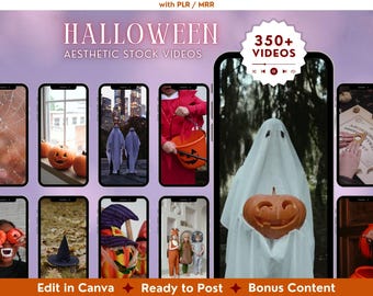 Paquete de videos de Halloween: contenido para redes sociales, descarga digital (PLR/MRR), videos de marketing temáticos