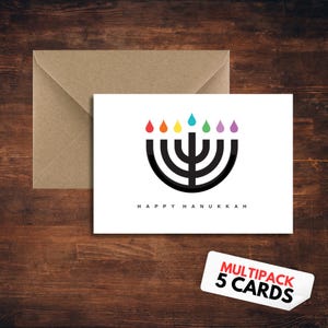 Chanukah Multipack Greeting Cards - Hannukah Gift Cards Pack of 5 with Envelopes