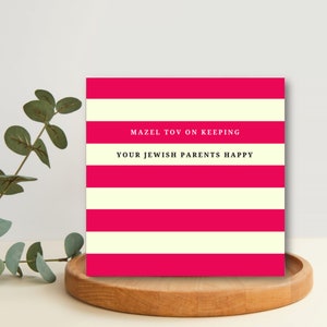 Mantener felices a los padres judíos - Tarjeta de felicitación judía, compromiso, tarjeta del día de la boda, tarjeta divertida Mazel Tov Mazal Tov