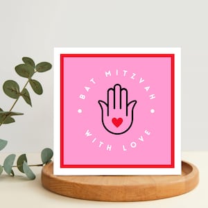 Żydowska Karta Bat Micwy Hamsa - Żydowska Karta Powitalna, Mazel Tov, Bat Micwa, Bat Chajil