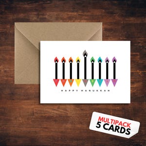 Lot de 5 cartes de voeux de Hanoucca - Lot de 5 cartes-cadeaux de Hanoucca avec enveloppes