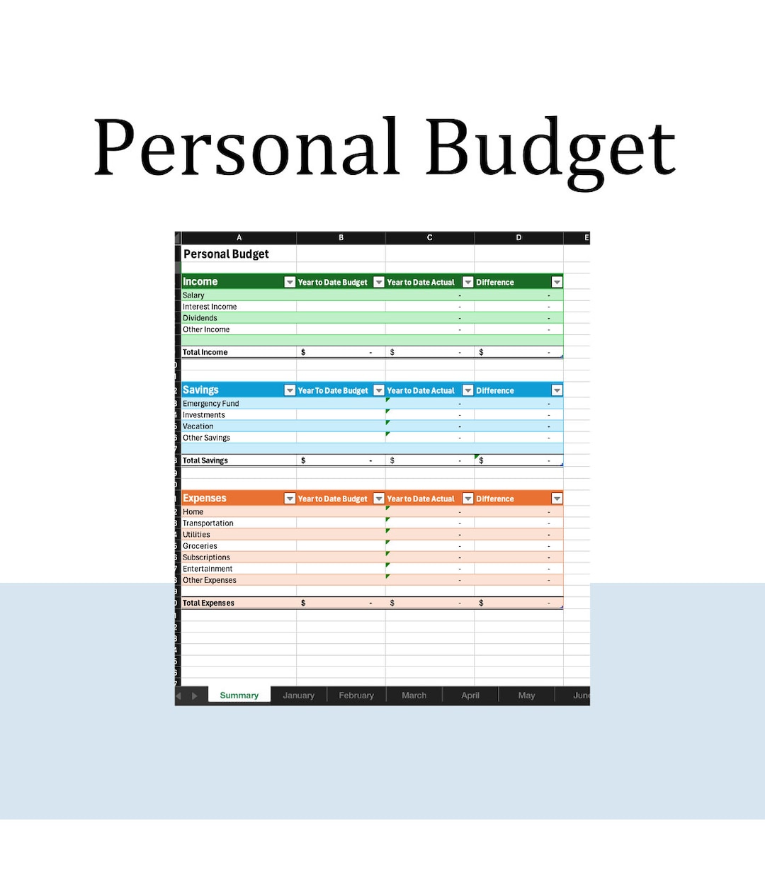 Personal Budget Template Etsy