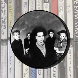 The Cure Circle Cut Vinyl Sticker Laptop Water Bottle, The Cure, 80&#39;s, Goth, Cute, Band, Legendary