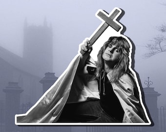 Ozzy Osbourne Die Cut Vinyl Sticker Laptop Water Bottle, Metal, Black Sabbath, Cross, Gothic, Doom, Prince of Darkness