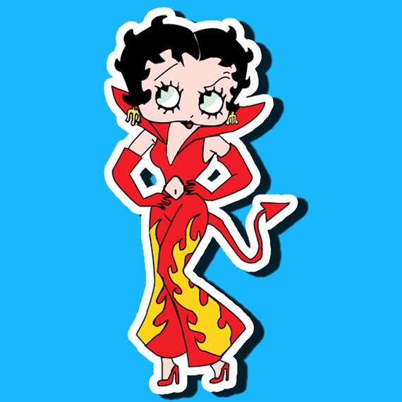 Betty Boop Devil Die Cut Sticker Laptop Water Bottle, Vintage