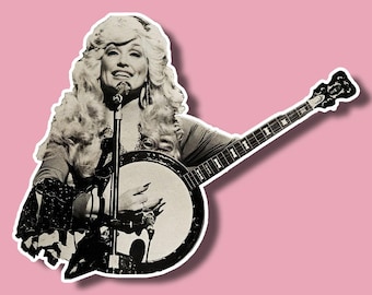 Pegatina troquelada de Dolly Parton para portátil o botella de agua, estilo country, moderno, adorable, leyenda, Nashville, música, amor