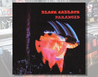 Black Sabbath Paranoid Album Square Vinyl Sticker Laptop Water Bottle, Metal, Black Sabbath, Ozzy, Gothic, Doom, Prince of Darkness, Rock