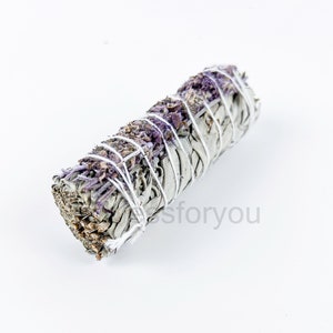 White Sage ENGLISH LAVENDER Smudge Stick 4 for Rituals & Energy Cleansing image 1