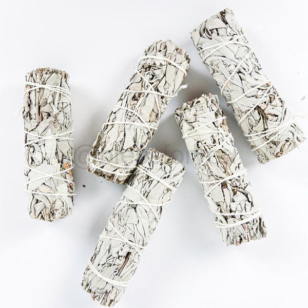 White Sage California Smudge Stick Herb 4" - Energy Air Cleansing, Mood Boost