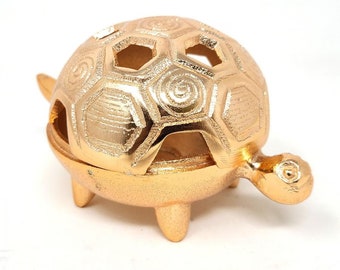 Golden Turtle Burner/Candle Holder Antique Finish 5"L 3" High handmade