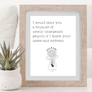 C&#39;è posta per te, Tom Hanks, Meg Ryan, bouquet di matite, citazione di film, arte murale, arte digitale, stampa digitale, romantico, dolce