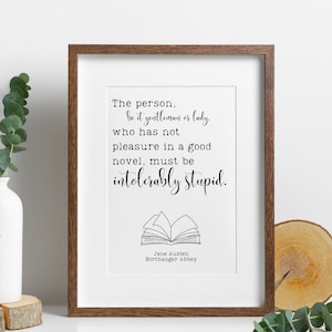 Jane Austen, Northanger Abtei, Buchzitat, Zitat, Wandkunst, Digitaldruck, Drucken, Brennen, Diss, Klappe