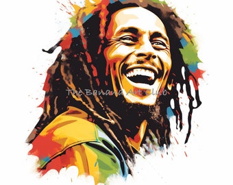 Impresión descargable digital de Bob Marley - Arte de música reggae, Arte de pared imprimible de Bob Marley - Descarga digital instantánea, impresión de Bob Marley,
