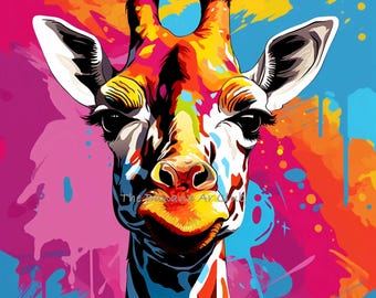 Giraffe Digital Downloadable Print, wild animal Artwork,  giraffe Printable wall Art, Instant Digital Download, large poster, animal pop art