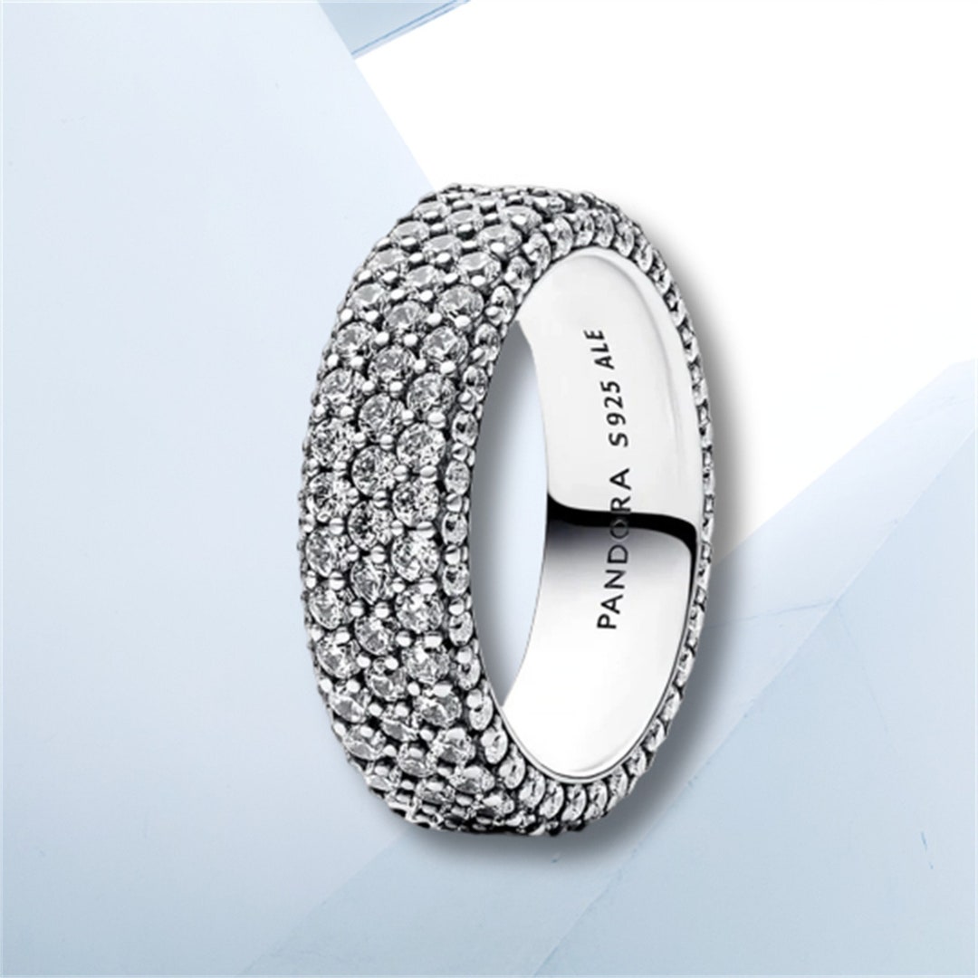 S925 Sterling Silver Pandora Timeless Pavé Triple-row Ring Compatible ...