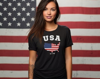 USA t-shirt with Continent Flag, Unisex t-shirt || The Crimson Celt