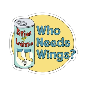 Sticker Potion de lévitation, qui a besoin d'ailes ? Sticker objet magique, sticker jeu de rôle amusant, blague Dnd, sticker RPG, humour potion magique 5e