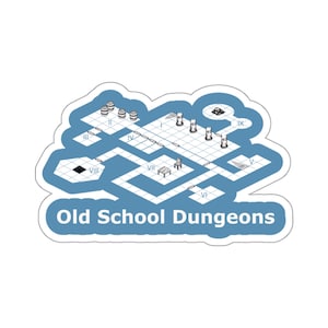 Sticker OSR Old School Dungeons, carte du module de donjon rétro, jeu de rôle, art fantastique, RPG, monochrome, autocollant TTRPG, aventure classique