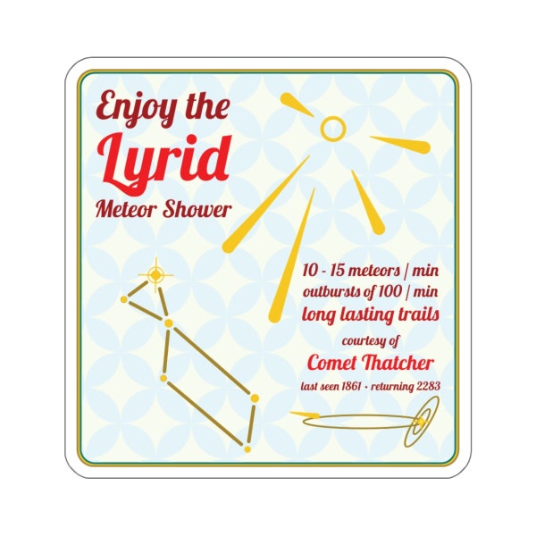 Enjoy the Lyrid Meteor Shower Sticker, Boho Lyrid Astronomy Decal, Solar System Facts, Outer Space Nerdy Gift, Educational Science Decal