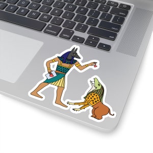 Amit Snacks Ancient Egypt Funny Sticker, Egyptian Gods Humor, Anubis, Feeding Time, Egyptian Afterlife, Mythology Decal, Egyptology, Heart image 3