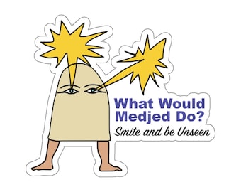 What Would Medjed Do Sticker, Ancient Eqyptian God, Egyptology, Egypt Cartoon, Glossy Sticker, Mythology Humor, Kawaii, Smite, Sussy Art