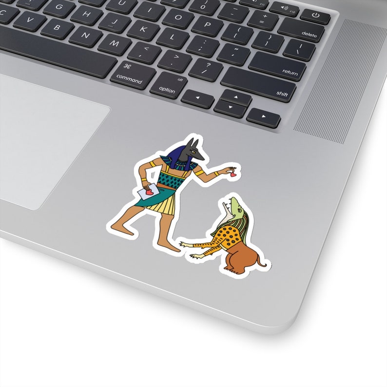 Amit Snacks Ancient Egypt Funny Sticker, Egyptian Gods Humor, Anubis, Feeding Time, Egyptian Afterlife, Mythology Decal, Egyptology, Heart image 2