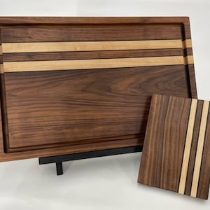 Beautiful Matching 2pc. Cutting Board Sets, Large and Small Side Grain Butcher Block, Premium Hardwood Charcuterie Serving Deep Juice Groove