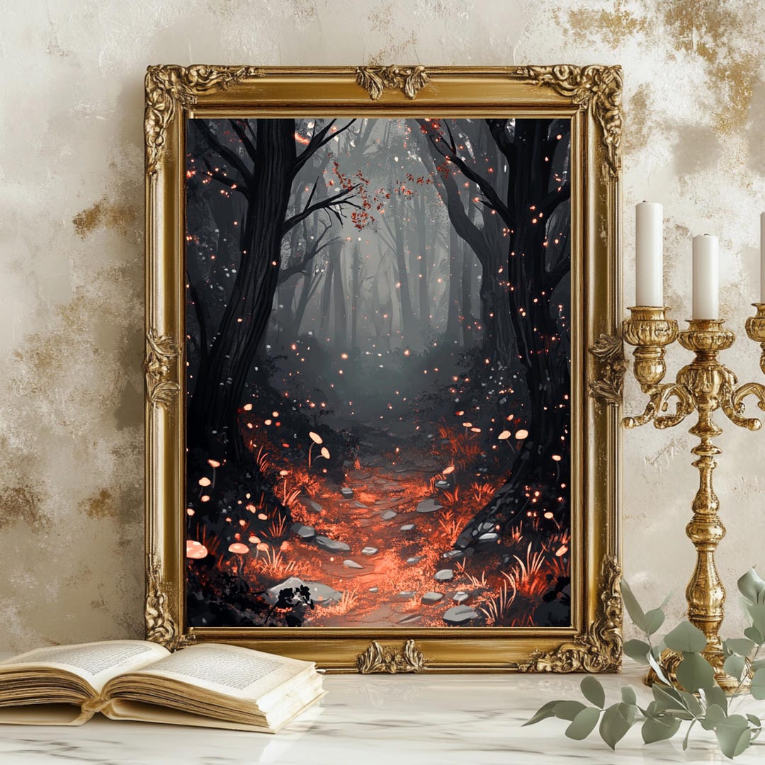 Enchanted Forest Path Wall Art Print – Mystical Woodland Landscape ...