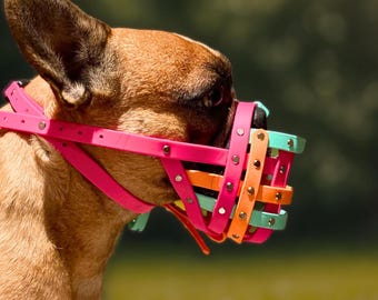 Short Snout Dog Muzzle for Bull Breeds | Comfortable Adjustable Fit | Waterproof Custom Handmade Muzzle