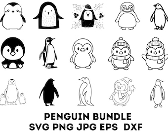 Penguin SVG Bundle , Penguin PNG Bundle ,Penguin Clipart , Penguin SVG Cut Files for Cricut ,Penguin Silhouette ,Penguin Cut Files