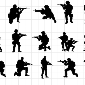 Soldier SVG Silhouette Pack 15 Designs | Digital Download | MEGA PACK | Army svg, Military Graphic, Army silhouette, soldier png