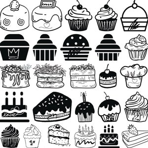 Cake SVG Bundle, Cupcake Svg, Birthday Cake Svg, Cake PNG Bundle, Cake Clipart, Cake SVG Cut Files for Cricut, Bakery Svg, Muffin svg,