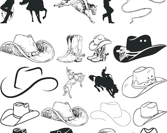 Svg occidental, Svg de vaquero, Sombrero de vaquero svg, Botas de vaquero svg, Silueta de vaquero svg, Mujeres occidentales Svg, Cuerda de vaquero svg,