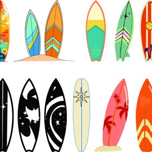 Surfboard Bundle - SVG, PNG, JPG - Digital Cut Files, Surf Clipart, surfing png clipart, Hawaiian surfboard Svg, Floral surfboard svg
