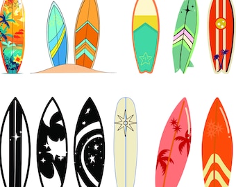 Surfplankbundel - SVG, PNG, JPG - Digitale Cut-bestanden, Surf Clipart, surfen png clipart, Hawaiiaanse surfplank Svg, Floral surfplank svg