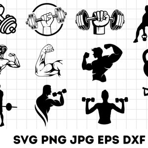 Bodybuilder Svg Bundle, Svg Files for Cricut, Bodybuilder Silhouette, Bodybuilder Clipart, Bodybuilder Cut Files, Gym SVG, Muscle Svg, SVGs
