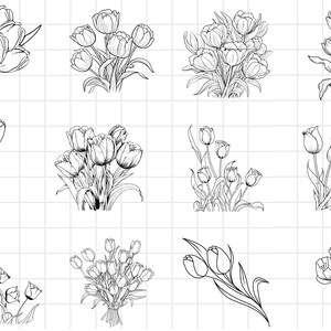 Tulip Flower SVG Bundle, Tulip Cricut, Flower Clipart, Tulip Monogram, Tulip Silhouette, Tulip Cut File, Instant Download,Commercial Use,Png