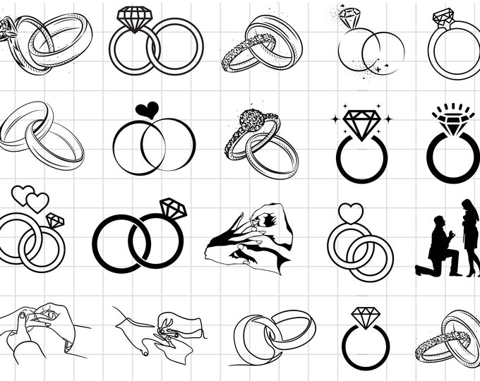 Marriage Rings Svg , Ring Svg, Wedding Svg, Clipart, Silhouette, Cricut ...