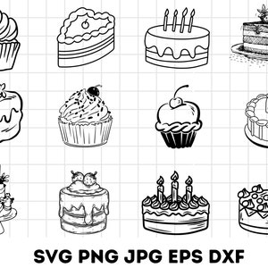 Cakes svg bundle / birthday svg/ dessert svg/ baking svg/ wedding svg/ clipart/ silhouette/ cut file/ cricut