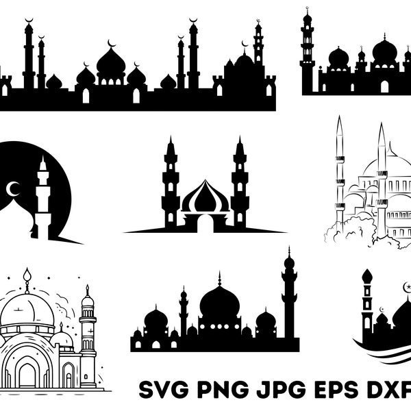 TAJ MAHAL SVG, Great Mosque svg, Islamic Mosque svg, Islam culture svg, religious svg, mosque silhouette, stencil, vector, decal, outline